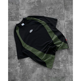 Camiseta Oversized Malhão Pesado Recorte Tripside “Circle” - Preto/Verde