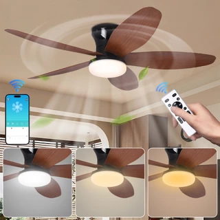 Ventilador de Teto 42” com Luz LED, 5 Pás, 6 Velocidades, Reversível, Controle + App, Bivolt 127/220V