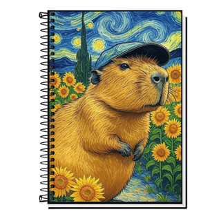 Caderno Escolar Capivara | Mundo Animal | Capa Dura & Espiral | 1,10,15 e 20 Matérias