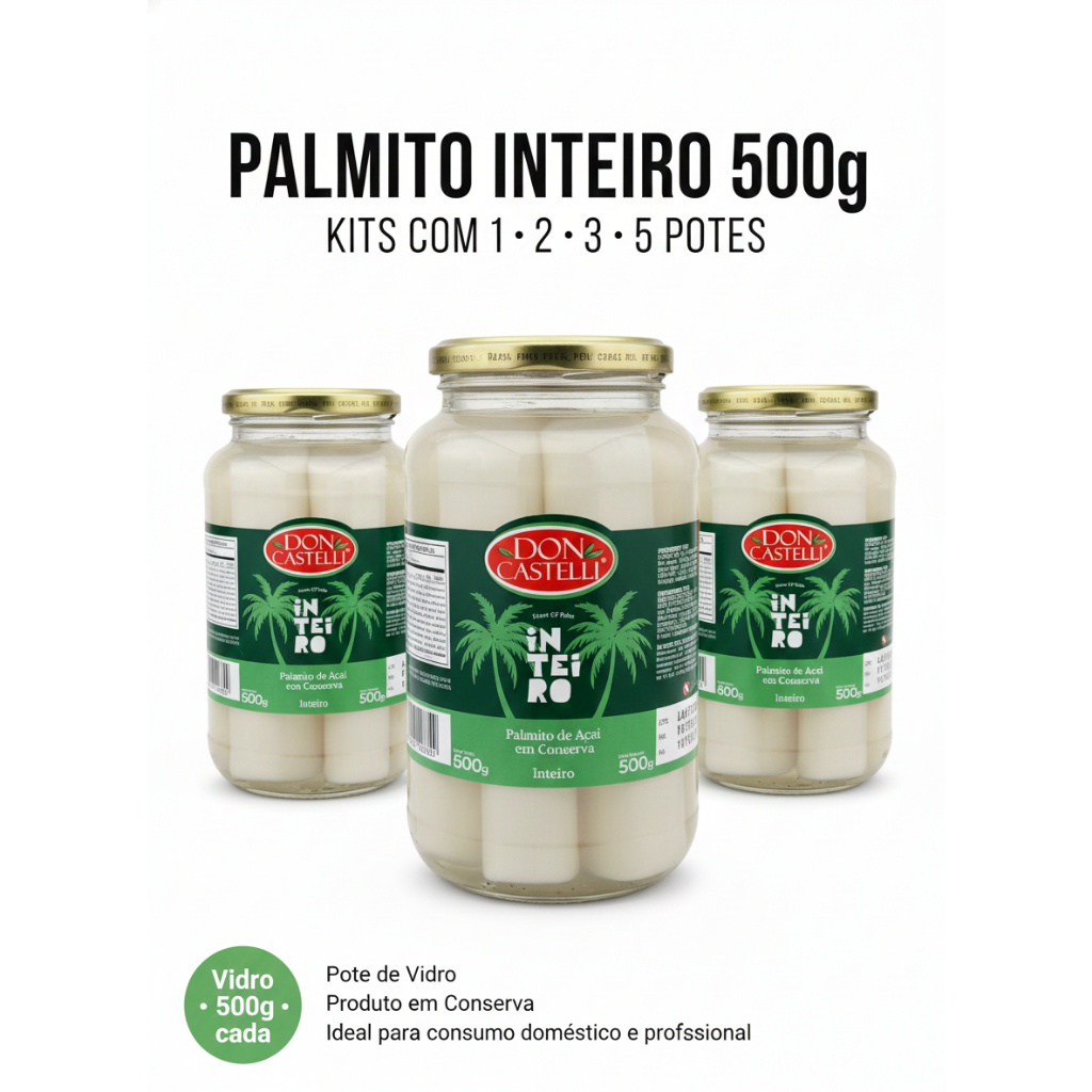 Kit de Palmito em Conserva de Açaí Inteiro Extra Macio Tolete ...