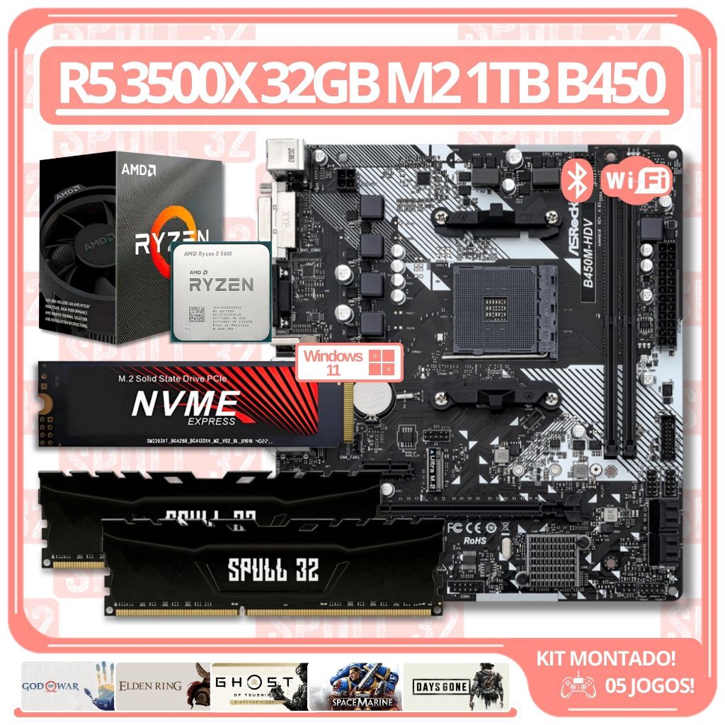 セット売り!! Ryzen5 3500X+MSI B450 GAMING 動確済 Kit Upgrade Gamer AMD Ryzen 5 3500X RAM 32GB SSD M2 1TB B450 W11