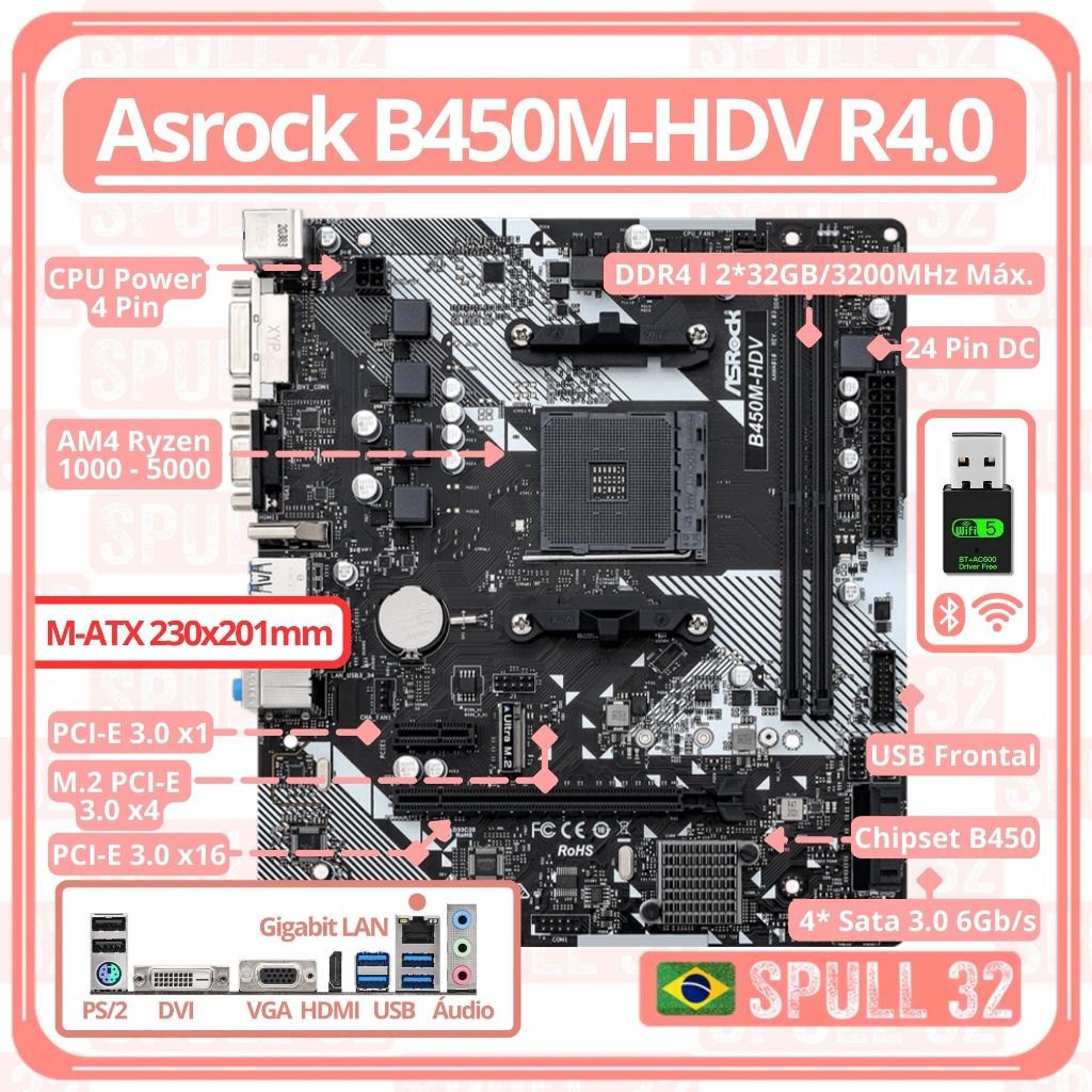 Kit Upgrade Gamer AMD Ryzen 5 3500X RAM 32GB SSD M2 1TB B450 W11