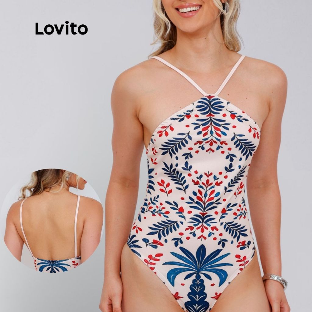 Lovito Bossa I Body Feminino Estampa Localizada Boho Coqueiro Tropical LB1064BRL1094