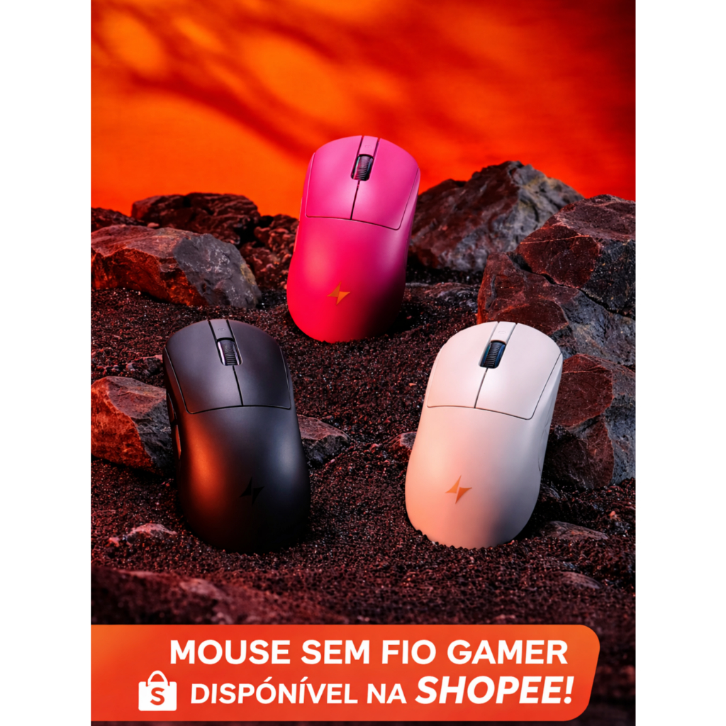 Mouse Gamer Sem Fio ATK Dragonfly A9 – Tri‑Mode, Sensor PAW3950, Ultra Leve, Até 8KHz, Ideal para FPS e eSports