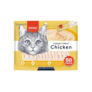 Truly Wanpy Petisco Creamy para Gatos Sabor Frango Pote 50 Tubos 700g em Oferta na Shopee
