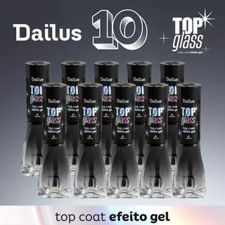 Dailus Kit Com 10 Top Coat Top Glass Efeito Gel Seca Rápido em Oferta na Shopee