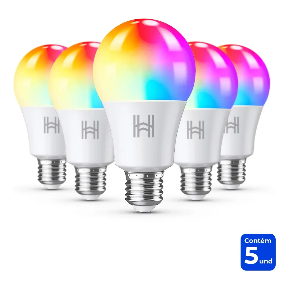 Kit 5 Lampada Inteligente Rgb Wifi Smart Google Alexa Homefy | Shopee Brasil