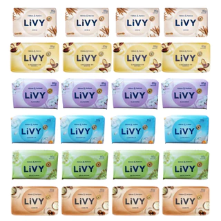 Kit 24 Sabonetes Livy 85g Mix Algodão Aveia Camomila Castanha Erva Doce Karite