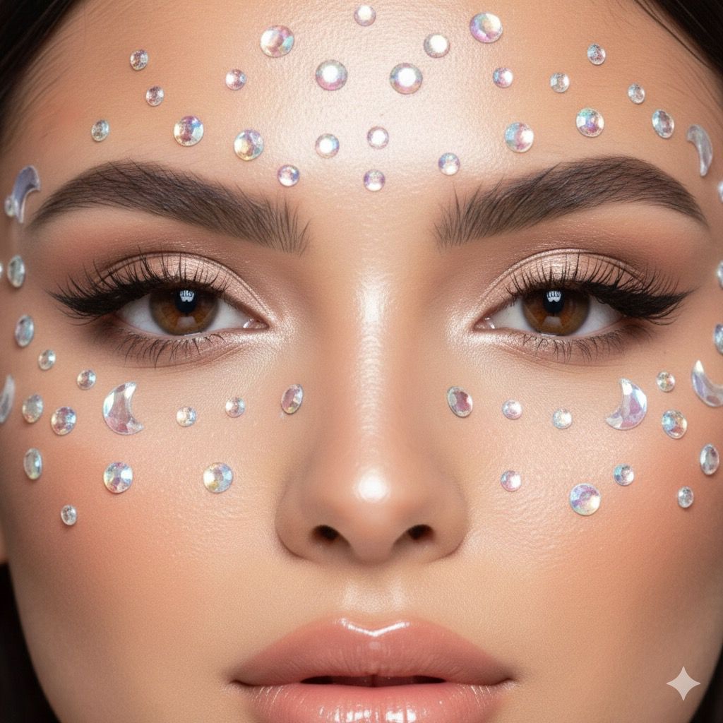 Adesivos Strass para Rosto com Diversos Modelos e Cores | Shopee Brasil