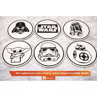 Kit Porta-Copos Star Wars – Impressão 3D Preto e Branco