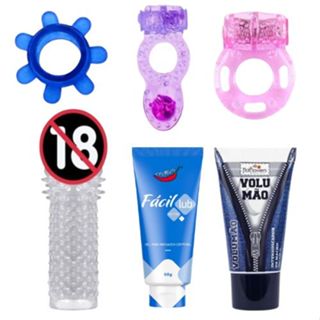 KIT Anel Peniano Simples + Anel Vibro + Super anel + capa peniana