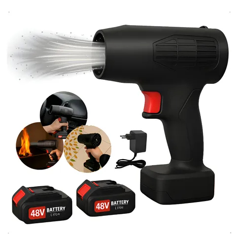 Soprador Turbo Portátil 48V – Limpeza de Folhas e Ambientes, Bateria Recarregável