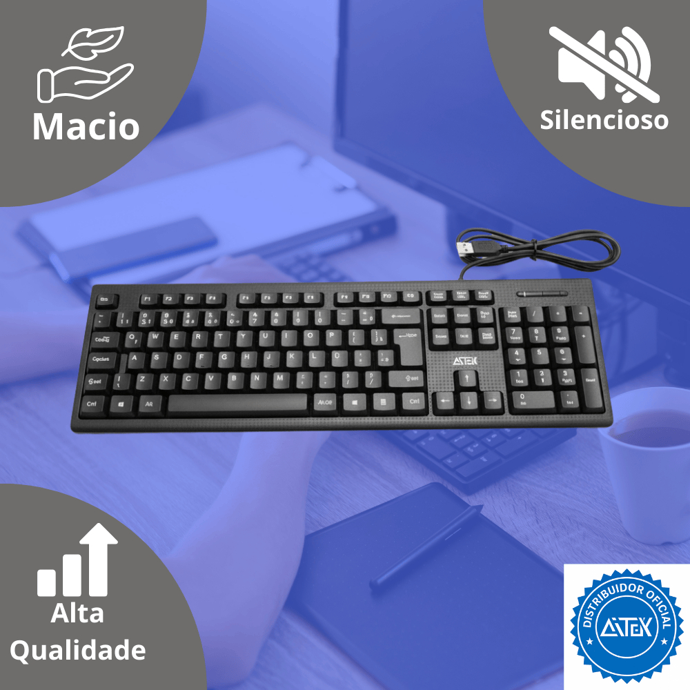 Teclado Slim USB Macio Silencioso ABNT2 | Shopee Brasil