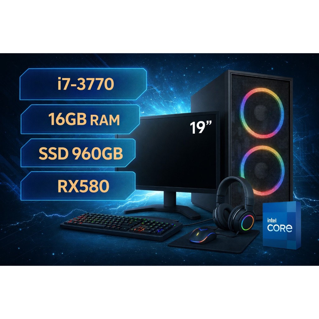Computador Gamer Intel Core i7 3.4GHz - SSD 960GB - 16GB RAM