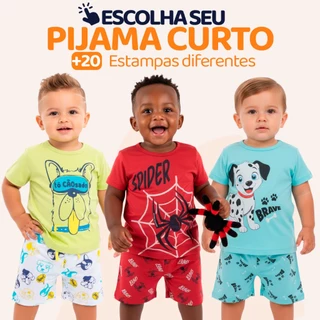 Pijama Curto para Bebê Menino Confortavel com Estampas e Divertidas Pijama Verão Roupa para Bebê Menino do 1 ao 10 l05 em Oferta na Shopee