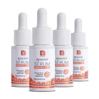 Kit 4 Sérum Renovit Vitamina C Pura Pele Sedosa Toque Seco Natuflores 30ml em Oferta na Shopee