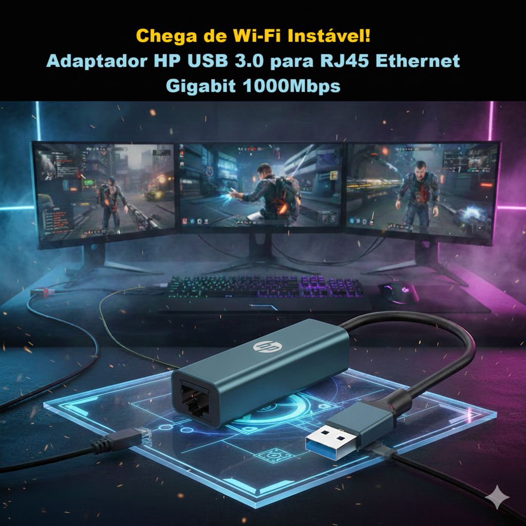 Adaptador de Rede HP USB-A 3.0 RJ45 Ethernet Gigabit 1000Mbps para ...