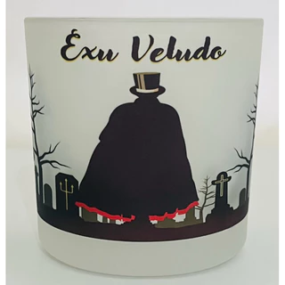 COPO DE BEBIDAS E WISKY EXU VELUDO 260ML UMABANDA QUIMBANDA E CANDOMBLE CALUNGA VERMELHO