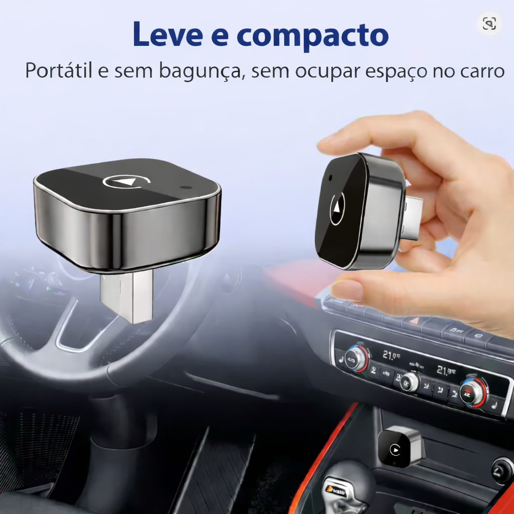 Adaptador CarPlay Modelo Mini sem fio 2 em 1 Sem Cabo Automático