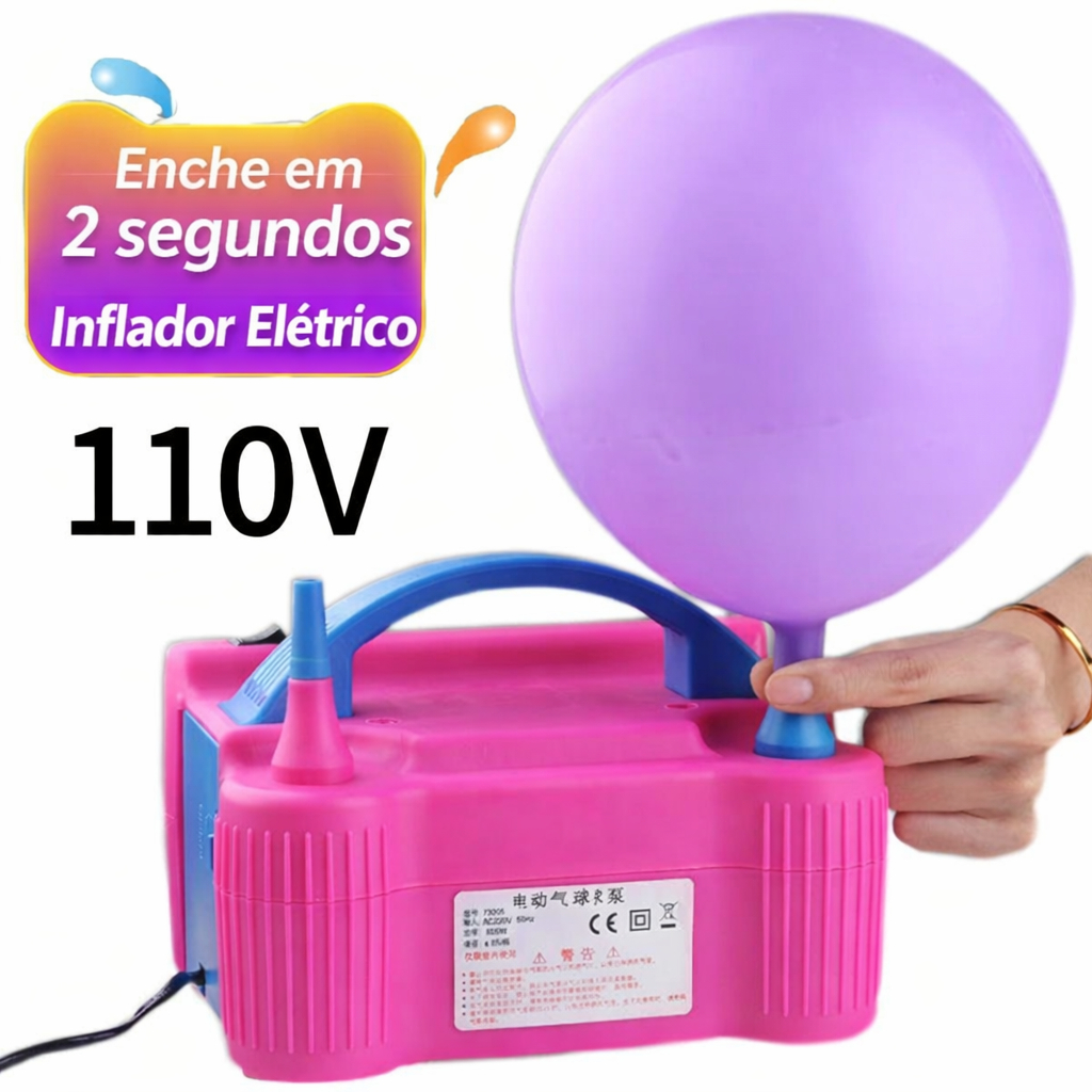 Inflador Compressor 110v Bomba Balões Bexigas 2 Bicos Festas | Shopee ...