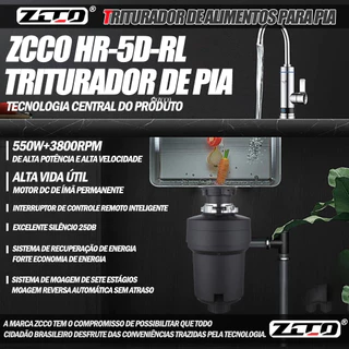 ZCCO Triturador De Pia Para Alimentos 550w 1280ml Ecológico 220v