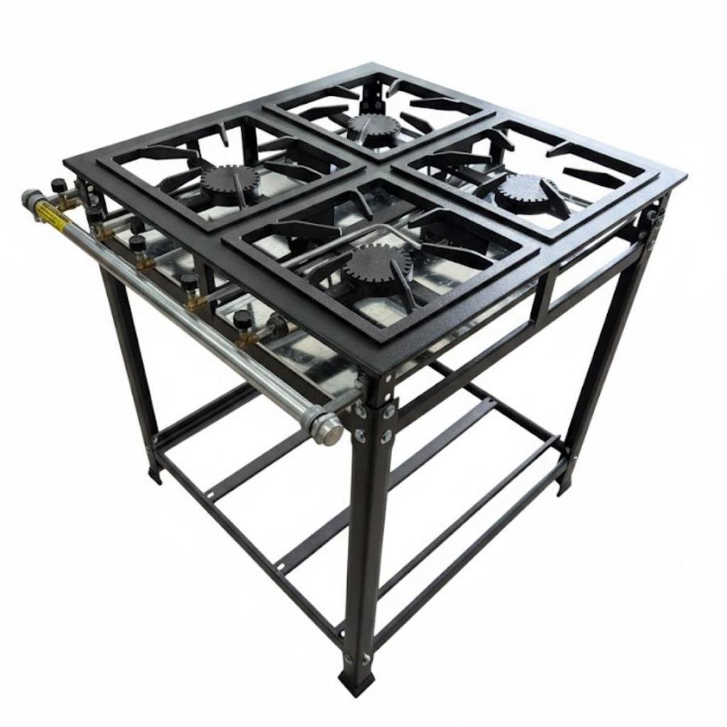 Fogão 4 Bocas Industrial de Piso Grelhas 30x30 Queimadores S