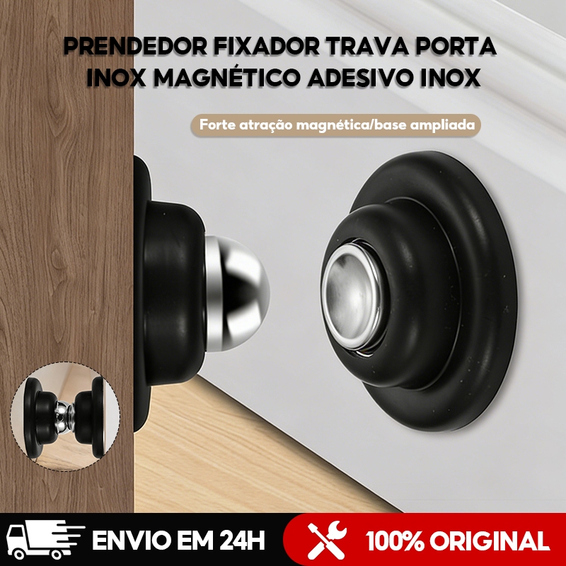 Prendedor Batetor Trava Fixador Porta Imã Magnético Adesivo Inox Preto