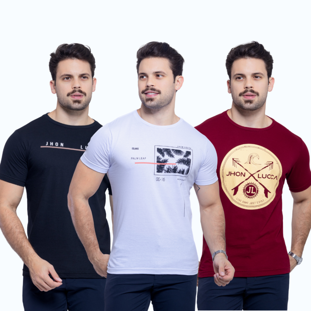 Camisa Masculina Camiseta Básica Lisa Estampada Leve Casual 100% Algodão P M G GG
