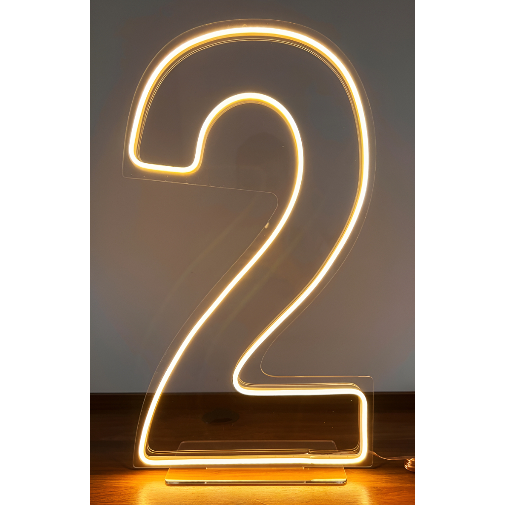 Placa Luminoso Neon Led Números 2 30cm Altura | Shopee Brasil