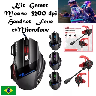 Kit Mouse Gamer 3200Dpi e Fone Headset Gamer Auricular com Microfone  Mobilador PC Notebook Celular em Oferta na Shopee