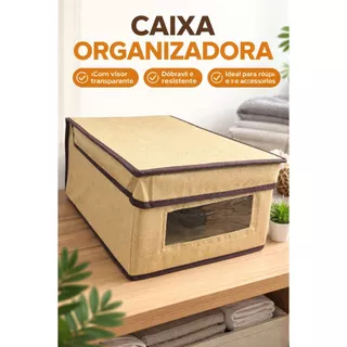 Caixa Organizadora Com Visor  Tecido Multiuso Monta Fácil Grande em Oferta na Shopee
