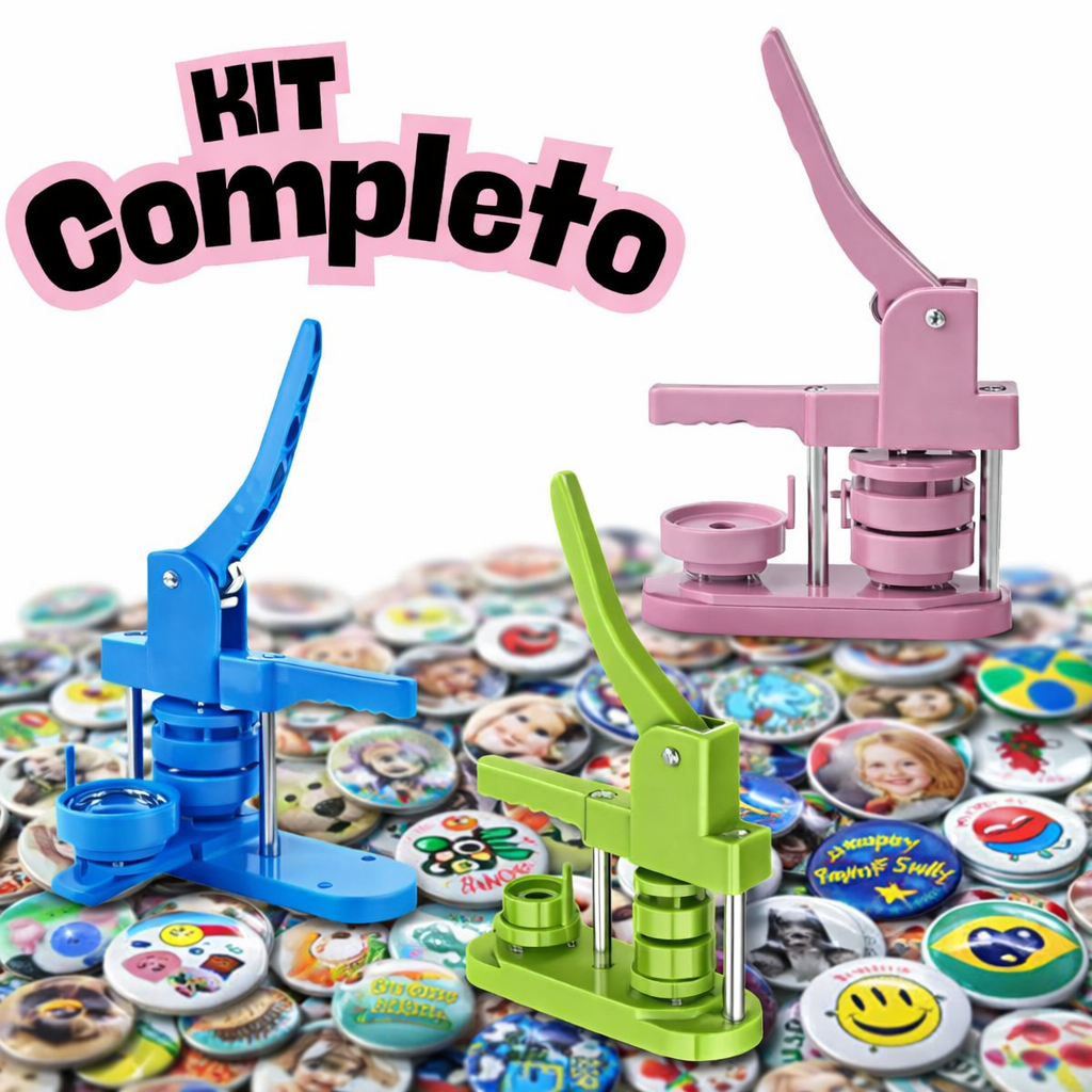 Máquina de Botton 58mm com 100 Peças | Kit Completo Pronta Entrega ...