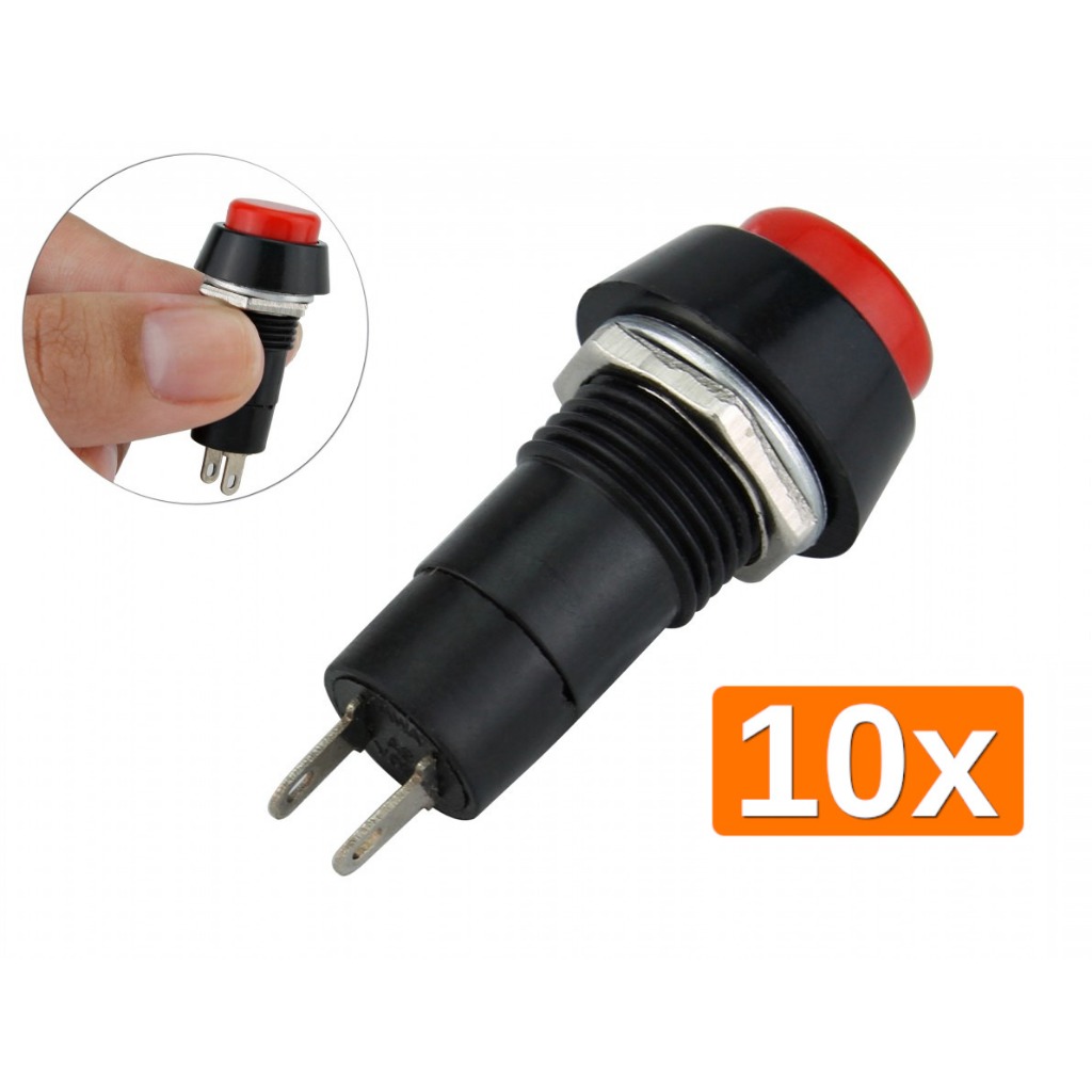 10pcs Botao Vermelho On Off PBS-11A / Chave Push Button 3A sem Trava On ...