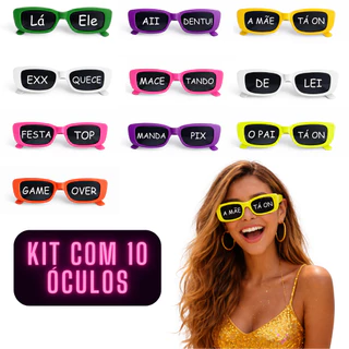 Kit 30 Óculos De Sol Retro Vintage Com Escrito Carnaval Festa Estiloso Fantasia Colorido