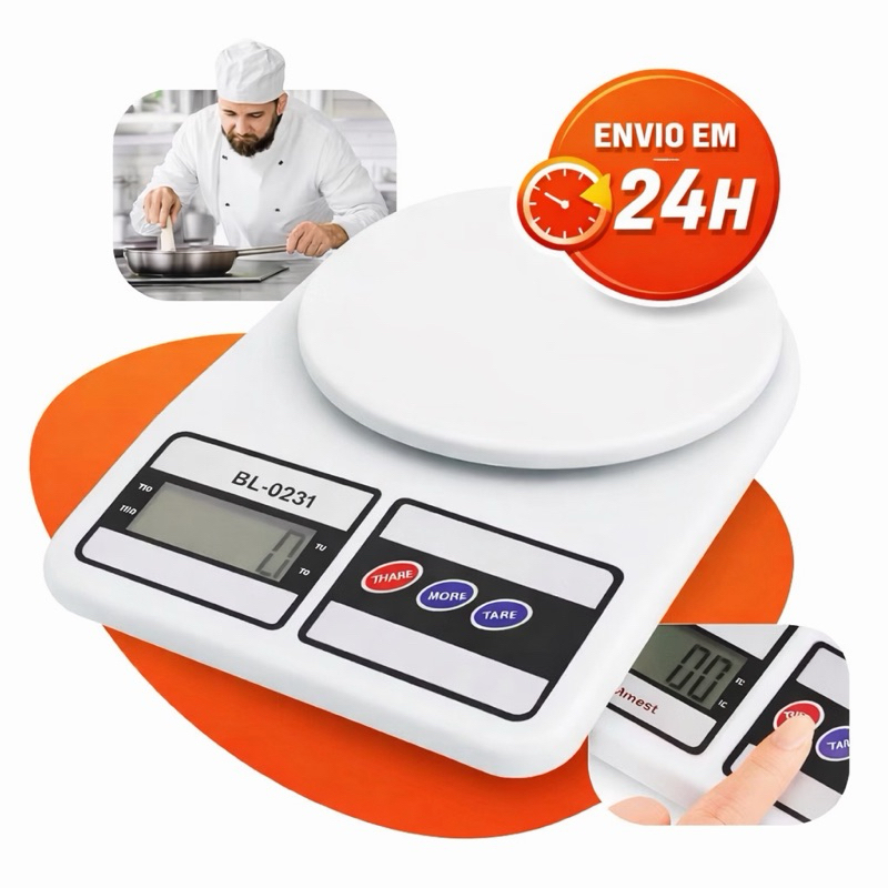 Balança Digital Cozinha SF400 Alta Precisão 1g até 10kg Peso Alimentos ...