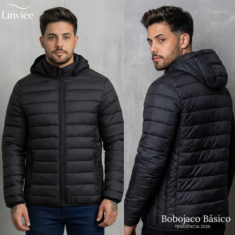 Jaqueta Puffer Bobojaco Impermeável de Frio Intenso Blusa Masculina Inverno com Capuz Removível — foto 1 — Achou Levou Brasil