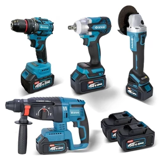 Brushless Kit 4 Em 1 Ferramentas Martelete Esmerilhadeira Lixadeira Parafusadeira Chave Impacto Com 2 Baterias 68v