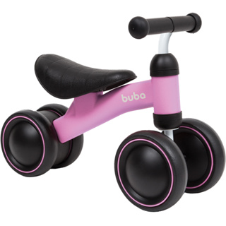 Bicicleta Equilíbrio Infantil Andador Sem Pedal 4 Rodas Bebê Buba Criança Rosa