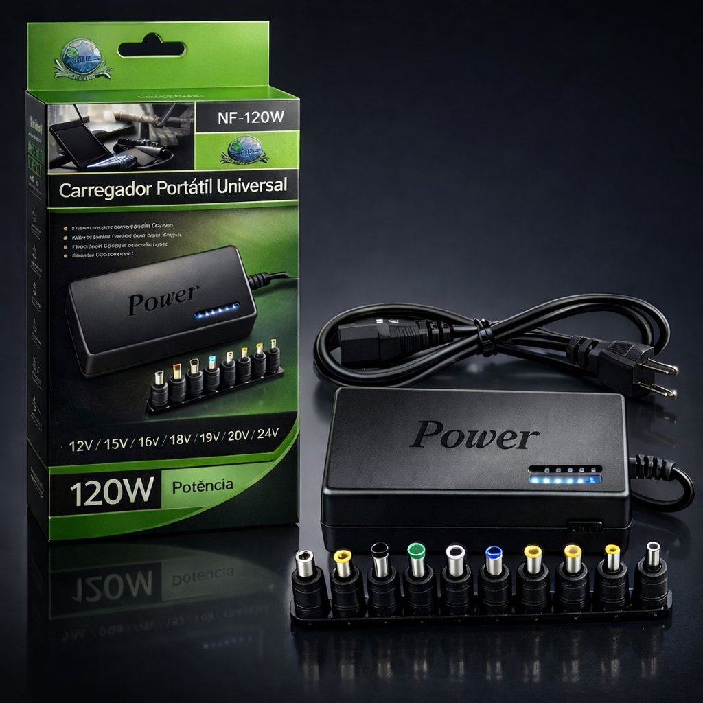Fonte Carregador Universal para Notebook 120W Ajustável 12V a 24V com ...