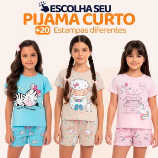 Pijama Infantil Menina Manga Curta Fresco com Estampas Fofas e Conforto Roupa Infantil Feminino Verão Calor. L06 em Oferta na Shopee