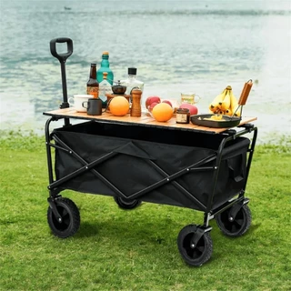 Carrinho Multiuso Dobrável Portátil Preto Para Carga Camping Pesca Compras