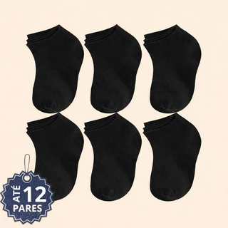 Kit De 3 Até 12 Pares De Meias INFANTIL Preta Algodão