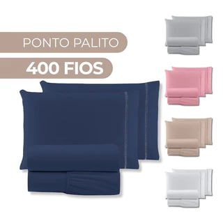 Jogo de Lençol Queen 4 Peças 400 Fios Ponto Palito Cama Box - SOLTEIRO - CASAL