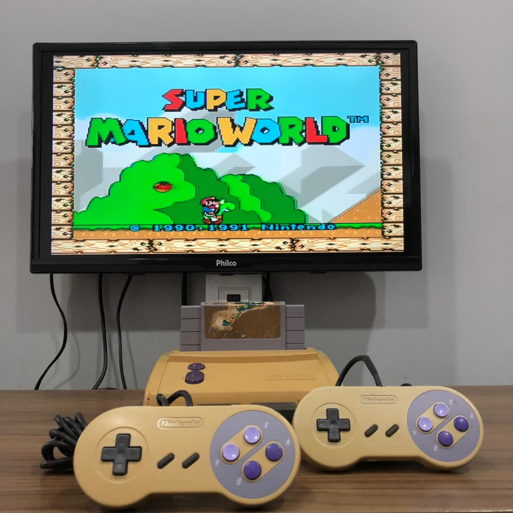 Console Super Nintendo Baby Com 2 Controles + Super Mario World ...