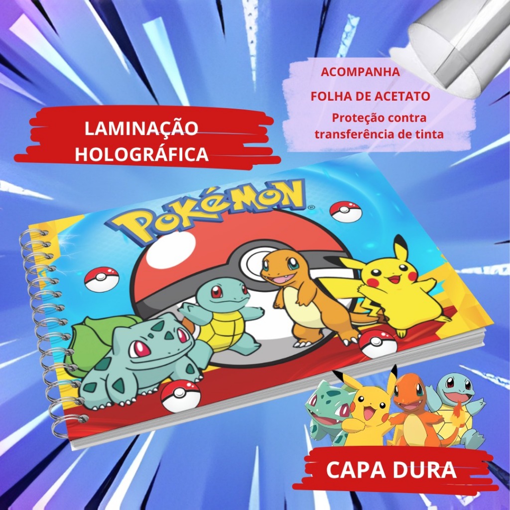 Livro de Colorir Pokémon | 50 Desenhos | Capa Dura + Papel 180g ...