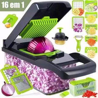 Fatiador Profissional Multifuncional 16 em 1/6 em 1 de Aço Inoxidável - Ideal para Vegetais, Frutas e Legumes