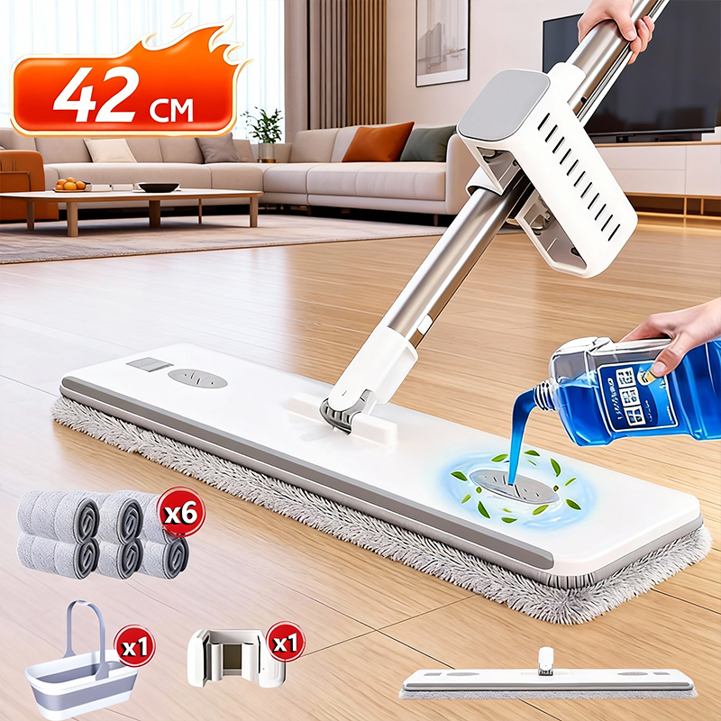 KIT 9 Conjunto De Esfregão E Balde Dobrável De Microfibra Com Raspador De Desaguament -B01