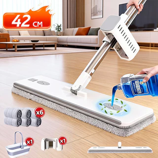 KIT 9 Conjunto De Esfregão E Balde Dobrável De Microfibra Com Raspador De Desaguament -B01