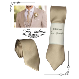 Kit 05 a 20 Gravatas Bege Slim Para Padrinhos e Casamento
