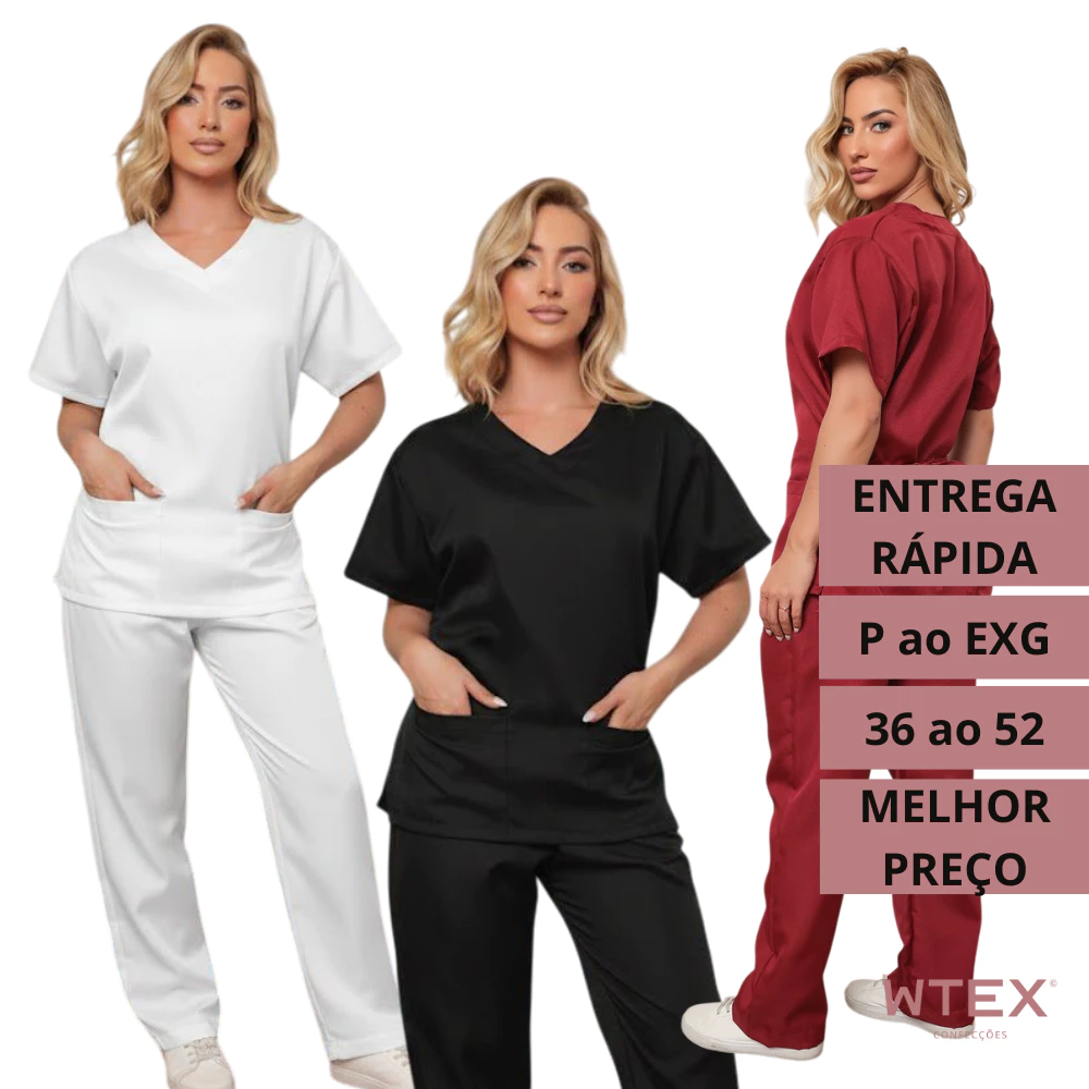 CONJUNTO SCRUB Plus Size GG EXG Oxford Profissional Pijama Hospitalar Cirurgico Feminino Gabardine